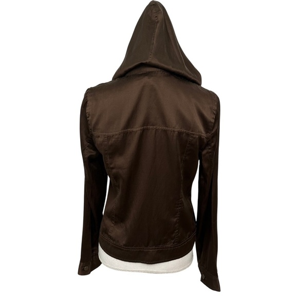 Max Jeans Cargo Hooded Jacket Zip Up Silk Blend Brown Size Small NWT Retail $92 - Picture 9 of 9